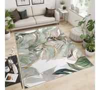 FACADUP Tapis de salle de bain abstrait à poils courts - 90 x 150 cm - Motif feuilles tropicales de forêt tropicale - Lavable en machine - Avec envers antidérapant - Pour studio et décoration