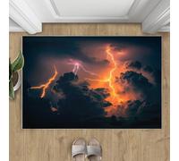 FACADUP Tapis de sol contemporain pour chambre d'enfant Motif foudre et tonnerre 70 x 120 cm
