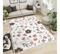 FACADUP Tapis funky pour chambre à coucher, motif campagne, fleurs, feuilles, tapis lavable en machine avec envers antidérapant pour studio et décoration d'intérieur - 100 x 140 cm