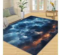 FACADUP Tapis Lightning Bolt pour chambre d'enfant, motif nuages et éclairs terrifiants, doux, lavable en machine et antidérapant, 100 x 140 cm