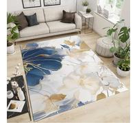 FACADUP Tapis vintage groovy 140 x 200 cm, élégant à l'encre artistique, orchidée, tapis flottant, à poils ras avec envers antidérapant, lavable en machine, pour décoration d'intérieur