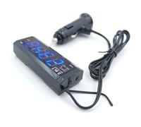 FACAIIO 3 en 1 Voltmètre Thermomètre Minuteur avec écran LCD Numérique Électronique Tableau de Bord Horloge Véhicules 12V Supercondensateur Rechargeable Rouge