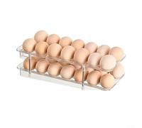 FACAIIO Boîte de rangement à œufs à roulement automatique avec couvercle transparent, capacité de 12 à 14 œufs, plateau distributeur transparent en PET pour réfrigérateur