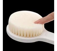 FACAIIO Brosse de douche à long manche pour le corps - Poils en nylon doux - Brosse de bain exfoliante de 35 cm avec boucle de suspension - Blanc