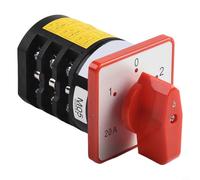 FACAIIO Commutateur de commutateur sélecteur de commande 380V 4 sections 3 positions pour applications moteurs, plastique ignifuge, 80x60x60mm, noir+rouge