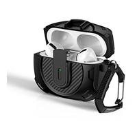 FACAIIO Coque avec verrou pour AirPods 4, attache porte-clés, protection TPU, compacte 5 x 5 x 2 cm, noir