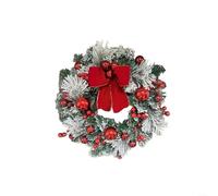 FACAIIO Couronne de Noël artificielle pré-éclairée de 40,6 cm avec 50 branches réalistes pour Noël, mariage, fête, anniversaire, festivals et jours spéciaux (rouge)