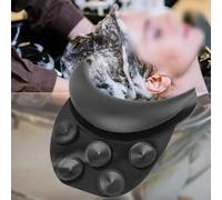 FACAIIO Coussin de nuque en silicone avec 5 ventouses pour bassin à shampooing, support ergonomique antidérapant, noir