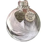 FACAIIO Décoration commémorative de Noël transparente avec plume et ange, pour un morceau de mon cœur est au paradis Décoration de sapin à suspendre