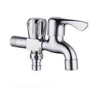 FACAIIO Double sortie en alliage de zinc pour machine à laver avec finition chromée, entrée d'eau G1/2, pour double lavage pour machines, lavabo et pour utilisation avec seau à serpillère