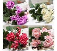 FACAIIO Fleurs artificielles pour rose - Arrangement floral en soie rouge géranium 36 cm de long avec 5 branches pour décoration de maison, mariage, jardin