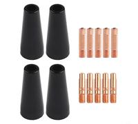 FACAIIO Flux Core Kit d'embouts de buse sans gaz pour soudage MIG, embouts de contact 0,9 mm 1,0 mm pour lampes de poche 14AK 15AK MB14 MB15