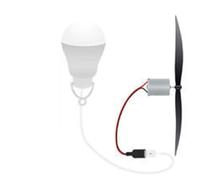 FACAIIO Générateur d'hélice avec lumière USB, ampoule 5 W et câble de 1 m pour enseignement éducatif de l'énergie éolienne ou éclairage de vélo