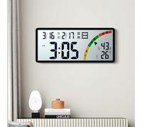 FACAIIO Horloge murale électronique avec écran LCD transparent, double calendrier, moniteur de température intérieure, affichage de la semaine et du mois, placement flexible pour la maison et le
