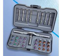 FACAIIO Jeu de tournevis à cliquet avec pour magnétiseur et poignée en T, 32 pièces (24 x 25 mm + 8 x 45 mm), kit d'embouts pour réparation automobile, pour PH SL Torx Hex PZ