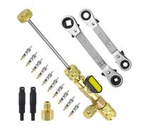 FACAIIO Kit complet de remplacement de noyau de valve avec clés à double taille et 10 cœurs R410A R22 R12 Entretien CVC