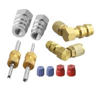 FACAIIO Kit de conversion R12 vers R134A avec adaptateurs de valve à coupleur rapide, systèmes AC, laiton et alliage d'aluminium, côté haute et basse pression