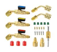 FACAIIO Kit de raccord de robinet à boisseau sphérique coudé pour systèmes CVC R410A, R134A, R22 AC avec vanne de fermeture manuelle à 45 degrés et connecteurs SAE