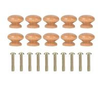 FACAIIO Lot de 10 boutons en bois avec vis en métal pour porte d'armoire, tiroir, armoire, style champignon, rond, pour bois naturel, 2,1 x 1,9 cm