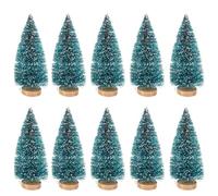 FACAIIO Lot de 10 mini sapins de Noël en sisal avec lettres « Merry Christmas » - 8,5 cm, 13 cm, 21 cm - Décorations de table en plastique avec lettres « Merry Christmas » - Pour village de vacances