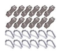 FACAIIO Lot de 12 pinces duplex et cosses de câble métallique 304 pour clips de corde en acier inoxydable M2 M4 M5, argent