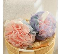 FACAIIO Lot de 2 éponges de bain en luffa en maille douce, 18 cm pour grande boule de douche exfoliante avec sangle de suspension, brosse à récurer douce pour femme