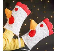 FACAIIO Lot de 2 gants de cuisine en lin résistants à la chaleur avec maniques pour la cuisine et le micro-ondes, rouge, blanc, jaune