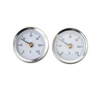 FACAIIO Lot de 2 thermomètres en acier inoxydable à pince, cadran de 63 mm, plage de 0 à 120 °C, design bimétallique avec ressort chauffant pour mesurer la température des tuyaux