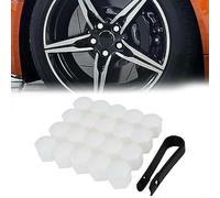 FACAIIO Lot de 20 cache-écrous de roue blancs de 19 mm avec outil de démontage - Protection de vis de jante en plastique pour la prévention de la rouille et la décoration