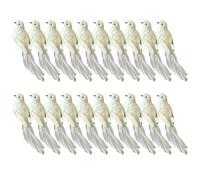 FACAIIO Lot de 20 colombes blanches à clipser en mousse - Oiseaux artificiels à plumes - Petits oiseaux blancs - Décoration pour travaux manuels de Noël
