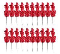FACAIIO Lot de 20 tiges de baies rouges artificielles de 20 cm pour couronne d'arbre de Noël, décoration d'intérieur
