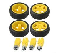 FACAIIO Lot de 4 moteurs à engrenages avec roue de pneu pour Arduino Smart Robot Car projets de bricolage, 3 V-6 V DC, plastique, lot de 4