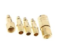 FACAIIO Lot de 5 raccords rapides en laiton pour tuyau d'air pour compresseur 6,35 mm avec connecteurs filetés mâles et femelles, broches rotatives NPT