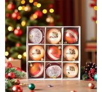 FACAIIO Lot de 9 boules de Noël incassables en plastique rouge blanc doré avec finition brillante mate pailletée pour décoration de vacances de 6 cm
