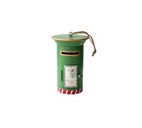FACAIIO Mini boîte aux lettres décorative en métal pour décoration de vacances, 6,5 x 6,5 x 10 cm, design réaliste avec porte ouverte, décoration de Noël festive en vert, blanc, rouge
