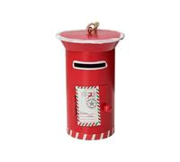 FACAIIO Mini boîte aux lettres décorative en métal pour Noël, décoration festive en vert, blanc ou rouge, 6,5 x 6,5 x 10 cm, avec motif réaliste de boîte aux lettres et porte qui s'ouvre