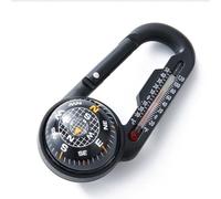 FACAIIO Mini boussole avec thermomètre et mousqueton pour aventures en plein air, outil de navigation portable de poche, noir
