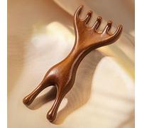FACAIIO Peigne de massage en bois de santal doré authentique, bien-être holistique, griffage du cuir chevelu et dragage méridien, pour un design compact
