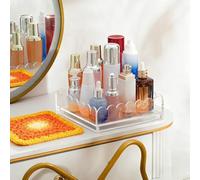 FACAIIO Plateau en acrylique de 22,9 x 22,9 cm avec tiroir coulissant pour photos et exposition artistique, matériau moulé transparent de qualité A, design festonné