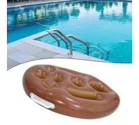 FACAIIO Porte-boisson gonflable 9 trous flottant piscine bar pour grande capacité PVC boissons plateau fête d'été marron