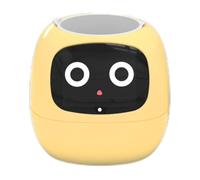 FACAIIO Pot de fleurs intelligent avec affichage virtuel des animaux de compagnie, arrosage automatique et surveillance par capteur pour plantes d'intérieur, 11,4 x 10 x 9,6 cm, plastique, blanc/jaune