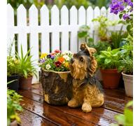 FACAIIO Pot de fleurs réaliste en forme de chien Yorkshire en résine