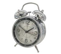 FACAIIO Réveil en métal avec double cloche pour les dormeurs lourds, design mécanique sans tic-tac, alimenté par 2 piles AA, pour chambre à coucher, table de chevet, bureau, orange