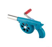 FACAIIO Soufflet manuel à manivelle - Souffleur d'air de cuisine d'extérieur pour pique-nique et poêle à bois - Ventilateur de barbecue résistant à la chaleur 30 x 12 cm (Bleu (engrenage métallique)