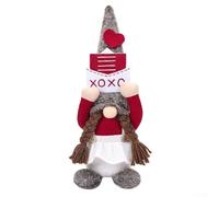 FACAIIO Statuette de Saint-Valentin rose avec couple de personnes âgées et nains pour décoration de fenêtre 13 x 7 x 31 cm