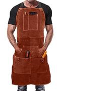 FACAIIO Tablier de soudage en cuir de vache robuste avec 6 poches à outils, résistant à la chaleur et aux flammes, vêtement de travail pour homme, forgeron, armurier