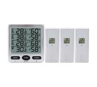 FACAIIO Thermomètre hygromètre sans fil avec 3 capteurs, 100 m de portée, pour grand écran LCD, pour enregistrements max/min et fonction alarme pour maison, sous-sol, jardin - Noir