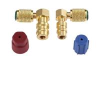 FACAIIO Vanne de coupleur rapide A/C 90° pour adaptateur de mise à niveau R-12 vers R-134A, côté haut/bas avec cuivre pour matériau, filetage SAE 1/4" (7/16"-20)