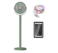 FACAIIO Ventilateur portable avec charge solaire + type C, 4000 mAh, 5 vitesses, 5 vitesses, lumières RVB, réglable à 360° pour extérieur, maison, bureau (vert)