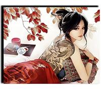 FACAILE Peinture Au Numéro Kits Numéro d'art Peinture par numéros Peinture à l'huile par numéros Peintures Acryliques pour Enfants Adultes sans Cadre Anime Fille Japonaise Kimono Geisha 4 40 x 50 CM